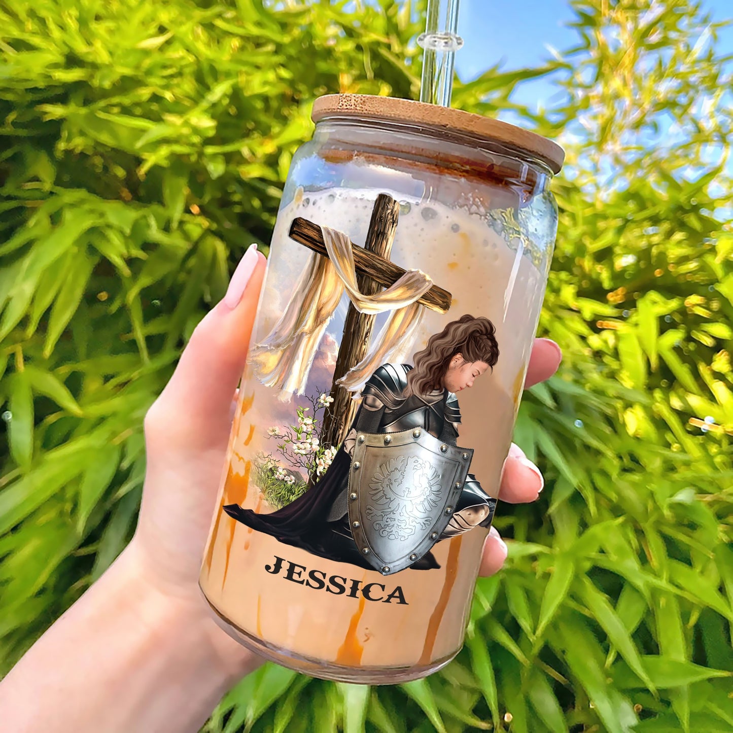 Personalized Woman Warrior I Am The Daughter Of The King Do Not Fear Because I Am His Clear Glass Can