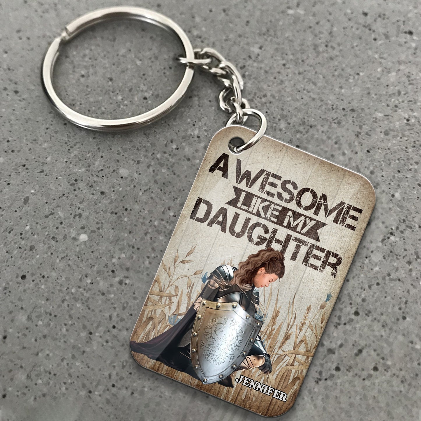Personalized Daughter Warrior Of God Awesome Like My Daughter, Custom Father's Acrylic Keychain