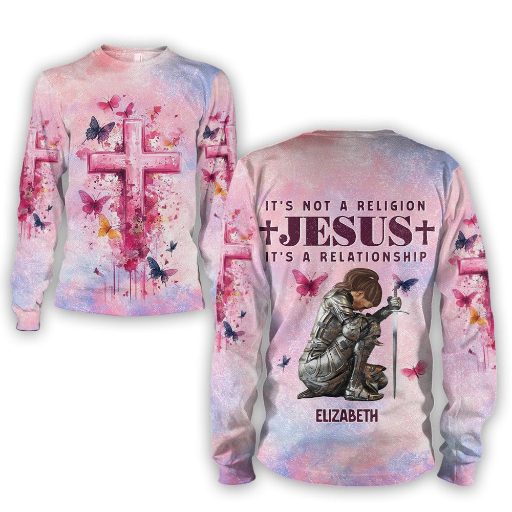 Personalized Woman Warrior Of God It's a Relationship with Jesus 3D All Over Print T-Shirt And Hoodie