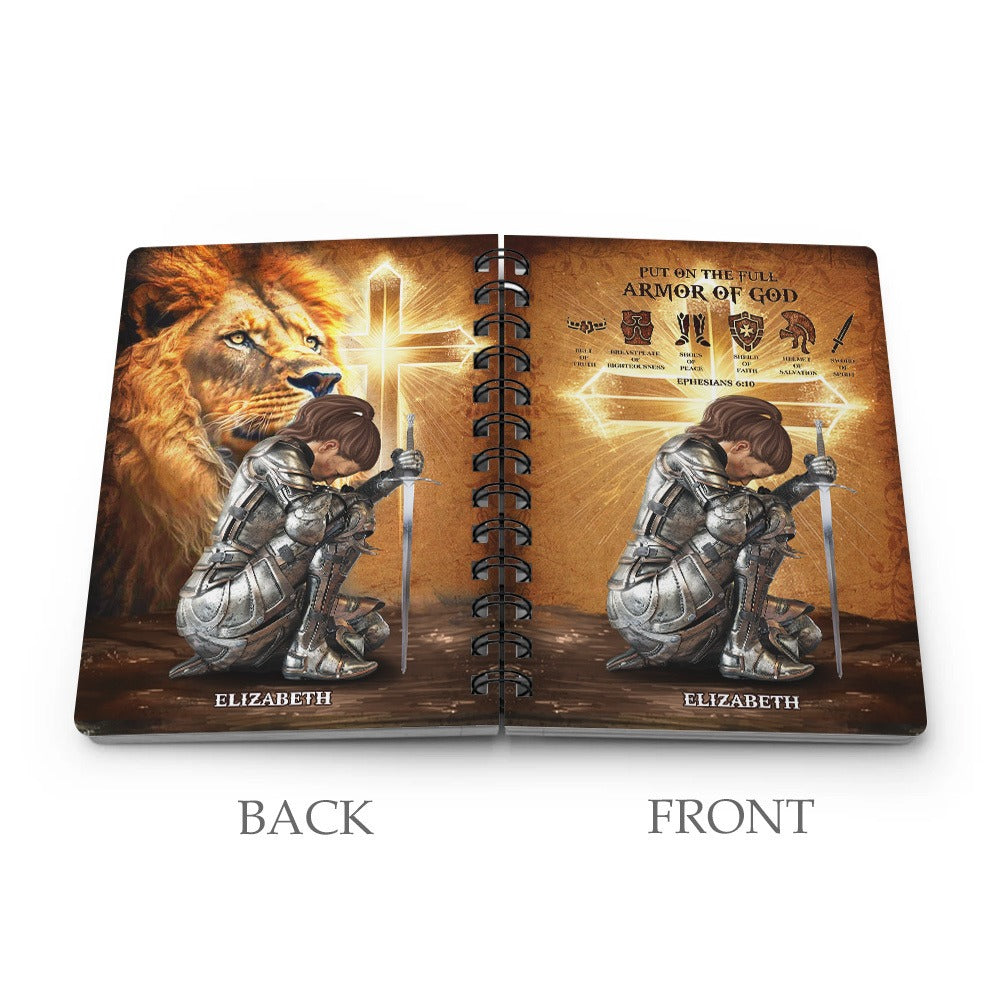 Personalized Woman Warrior Put On The Full Armor Of God Ephesians 6:10 Spiral Journal