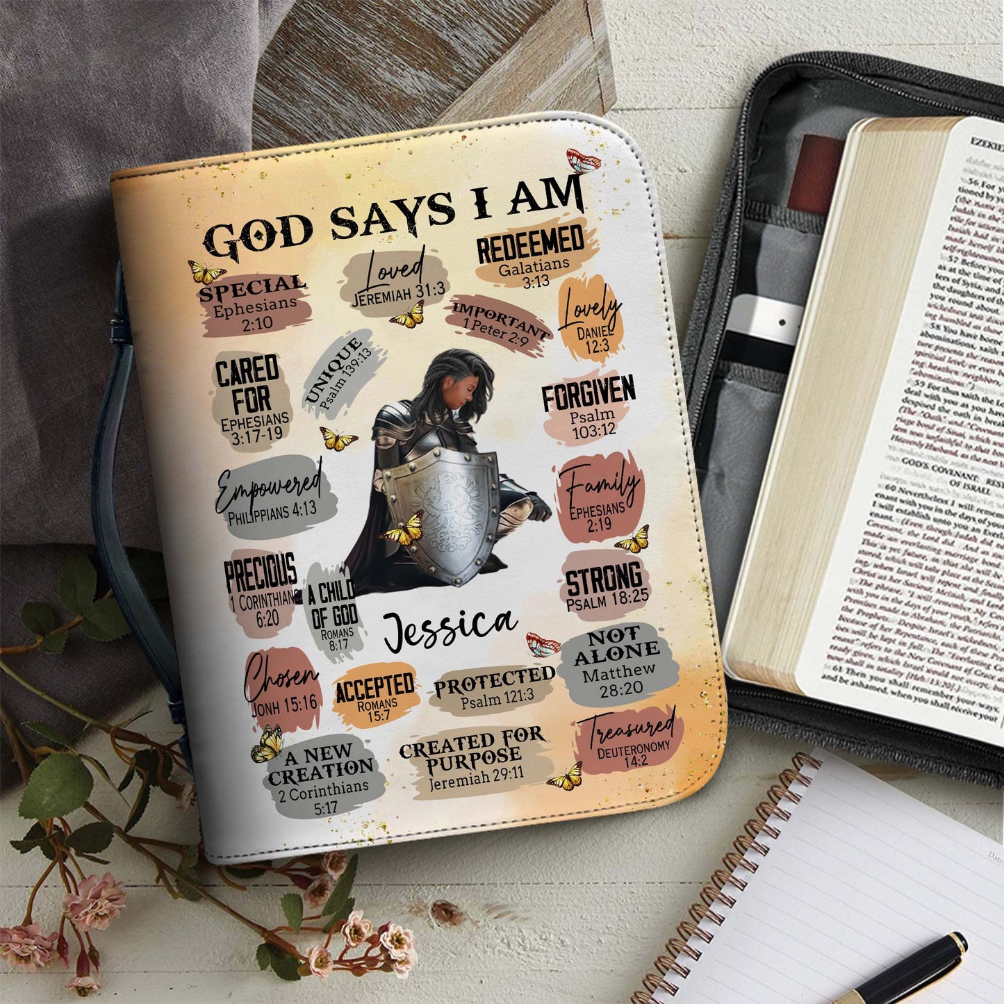 Personalized Woman Warrior of God God Says I Am Special Loved Unique Leather Bible Cover