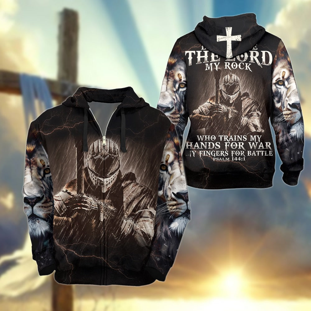Warrior Of God Blessed Be The Lord My Rock - Inspirational Christian 3D All Over Print T-Shirt And Hoodie