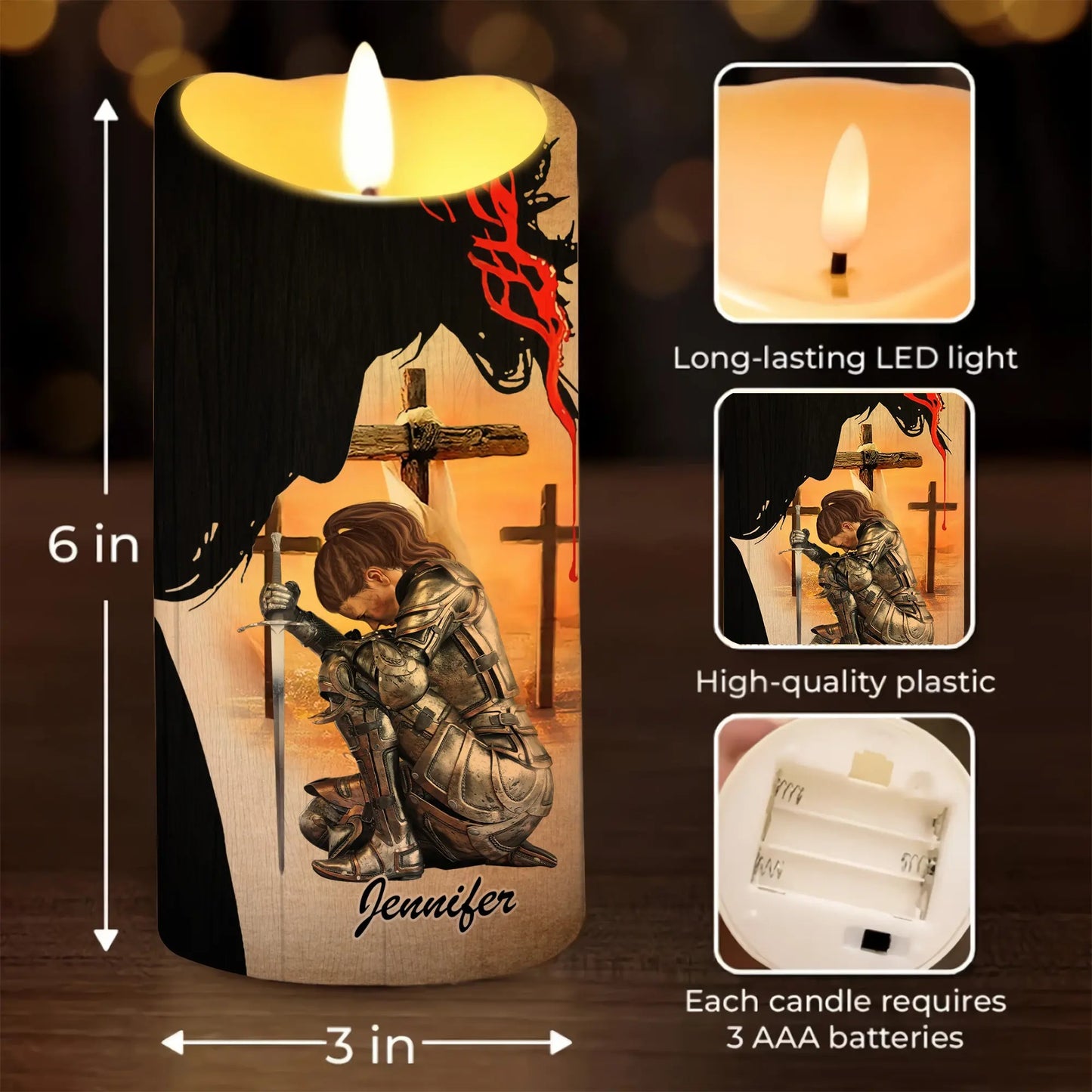 Warrior Of God, I Can Do All Things Through Christ Philippians 4:13 - Personalized Christian Led Candle