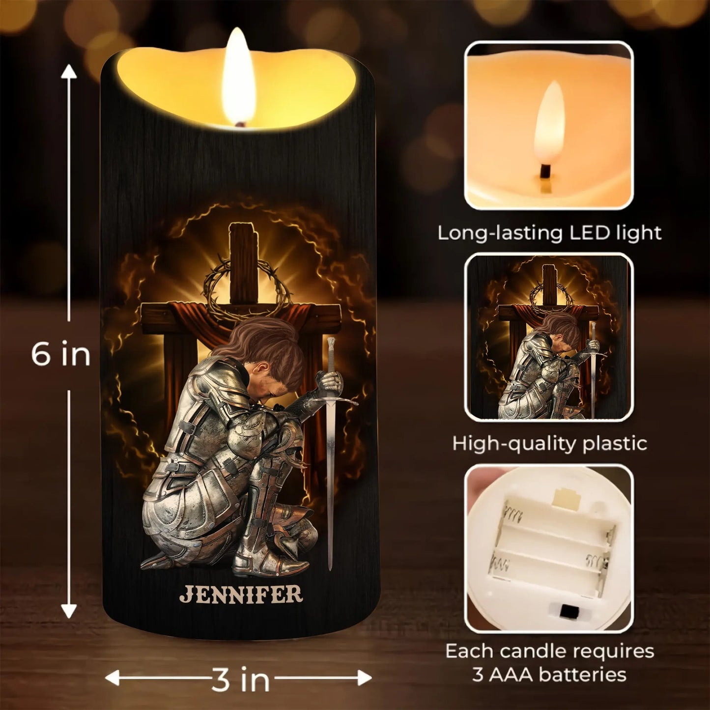 Warrior Of God, I Can Do All Things Through Christ - Personalized Christian Led Candle