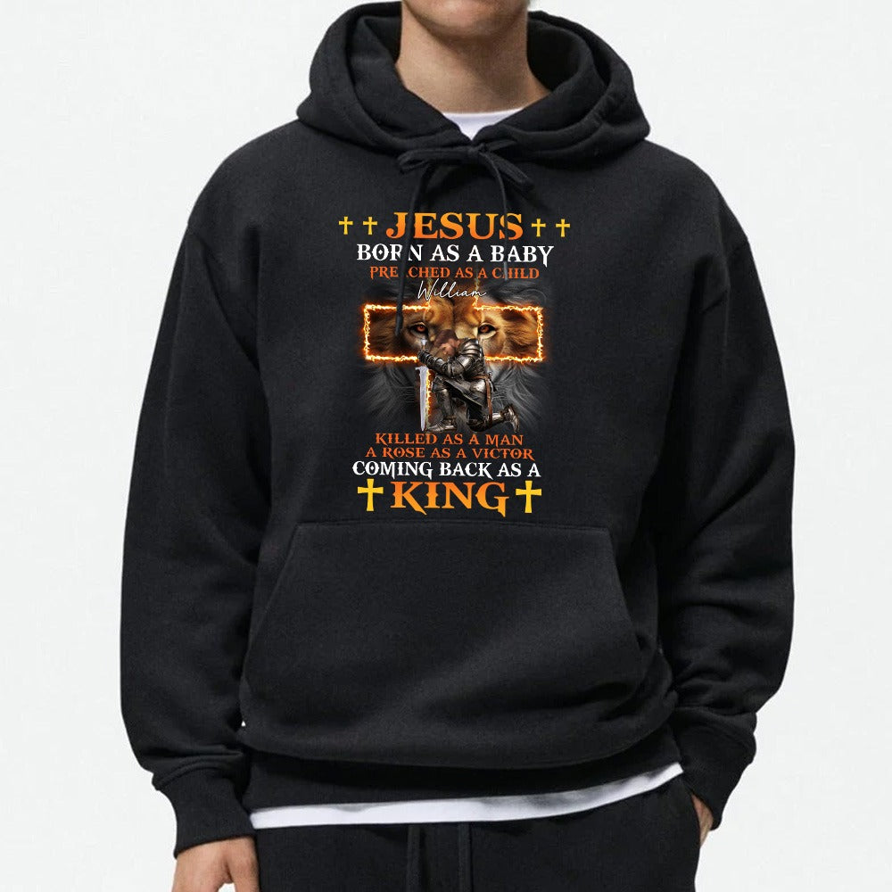 Warrior Of God, Jesus Born As A Baby Preached As A Child - Personalized Gift For Christian Hoodie