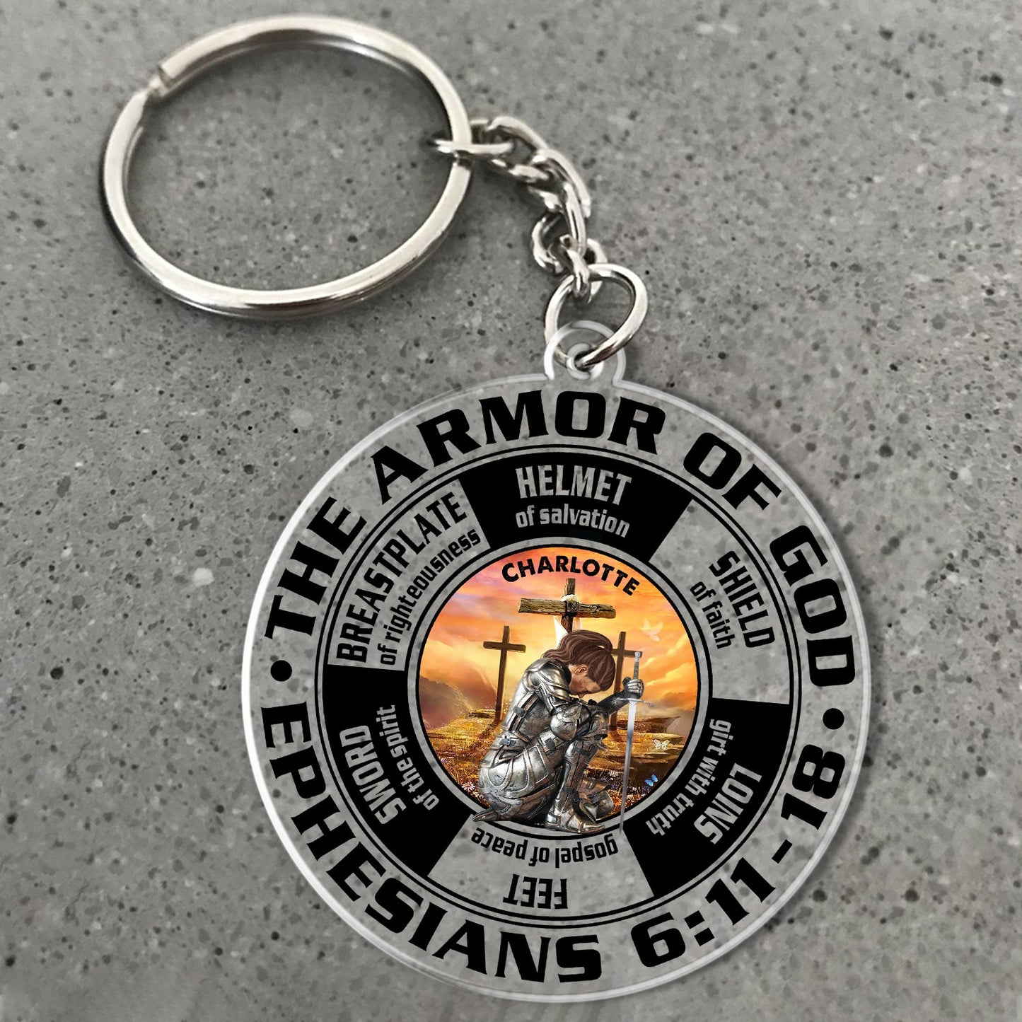 Warrior Of God, The Armor Of God Ephesians 6:11-18 - Personalized Christian Acrylic Keychain