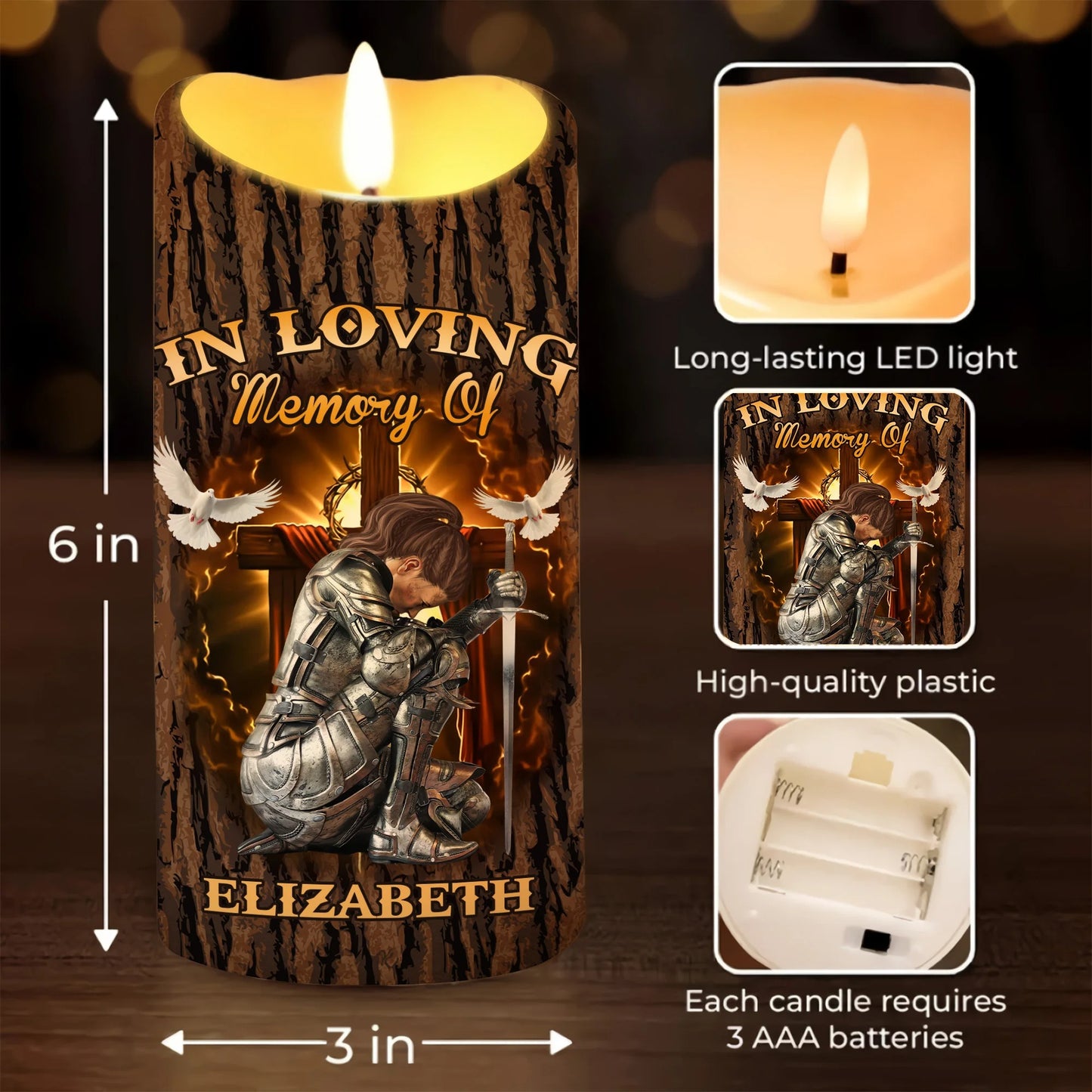 Warrior Of God, Those We Love Don't Go Away - Personalized Memorial Led Candle