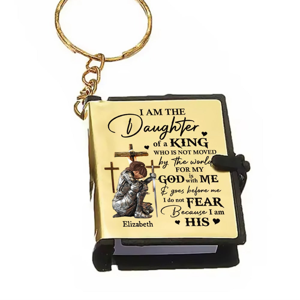 Woman Warrior Of God I Am The Daughter Of A King - Personalized Christian Gifts Mini Bible Keychain