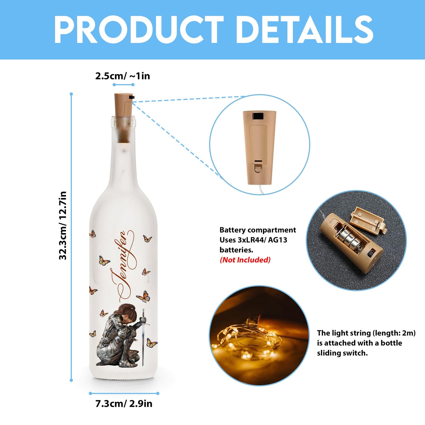 Woman Warrior Of God I Am The Daughter Of A King - Personalized Gift For Christian Bottle Lamp