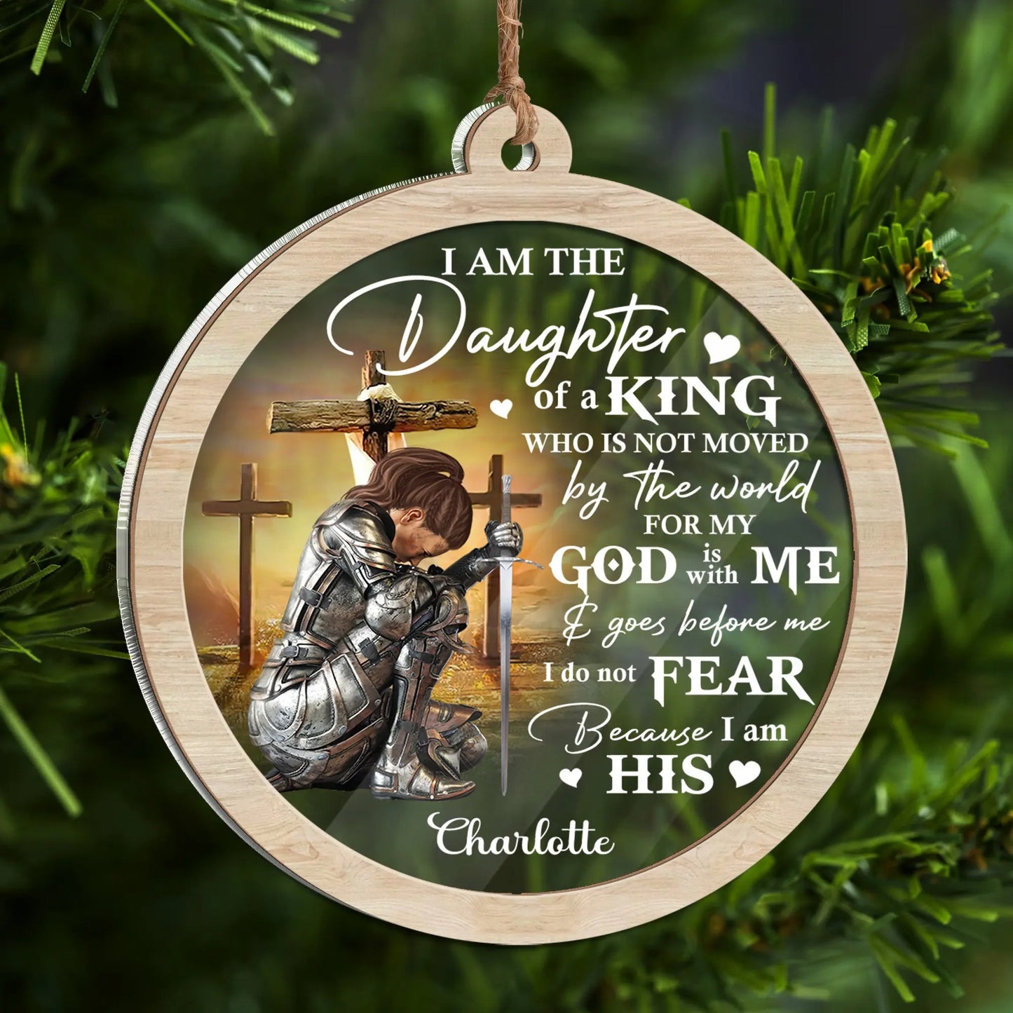 Woman Warrior Of God, I Am The Daughter Of A King - Personalized Christian 2 Layered Mix Ornament