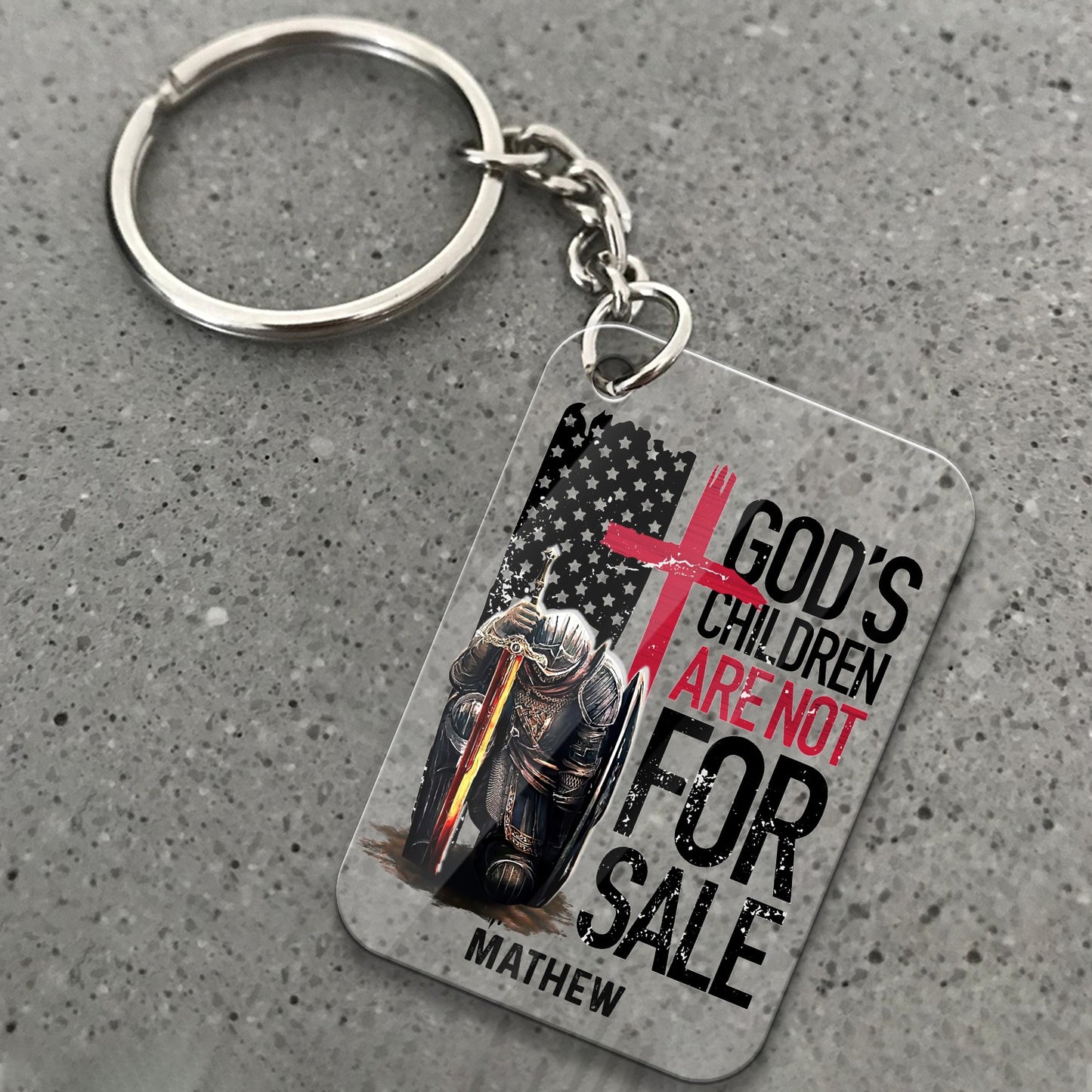 Personalized Man Warrior God's Children Are Not For Sale Acrylic Keychain