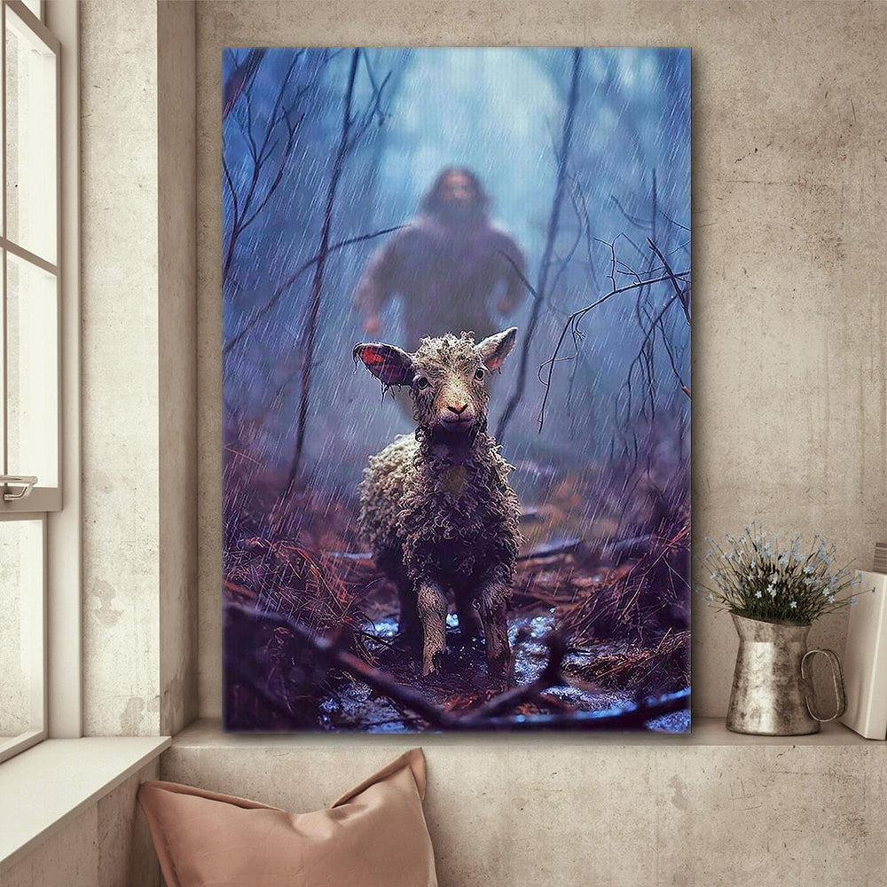 Jesus And Lamb In The Rain Canvas Prints, Child Of God Gift, Christian Gift Poster Canvas