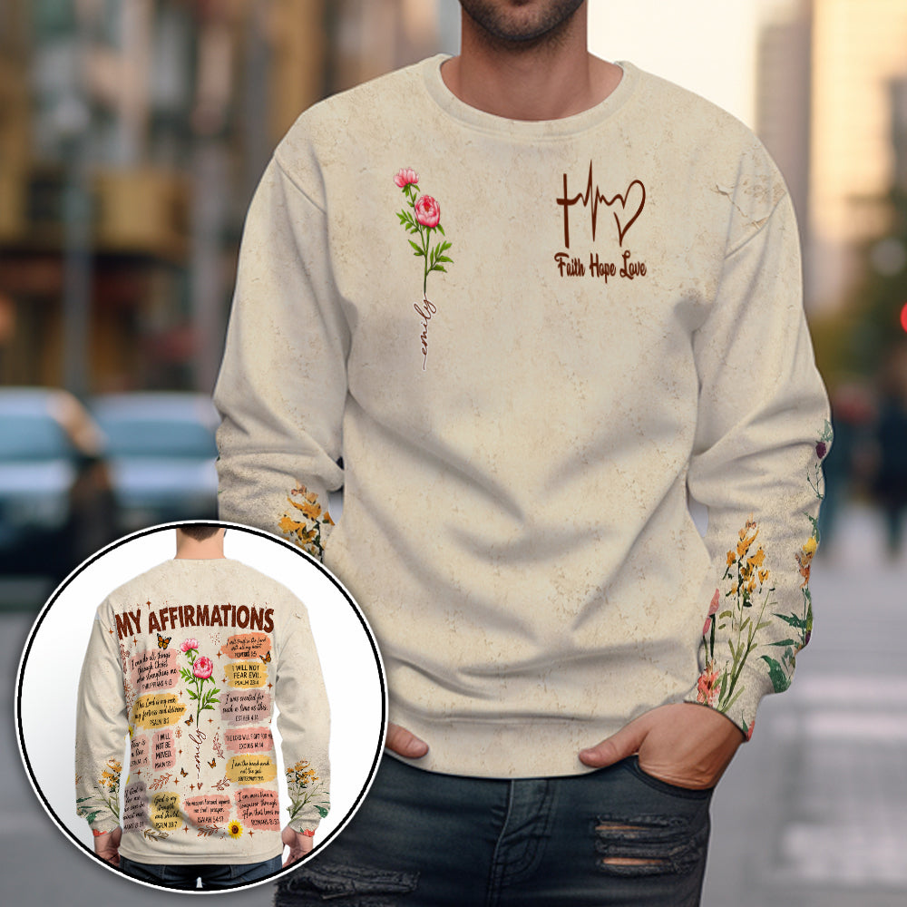 Personalized Birth Month Flower Christian Bible Verse Affirmations 3D All Over Print T-Shirt And Hoodie