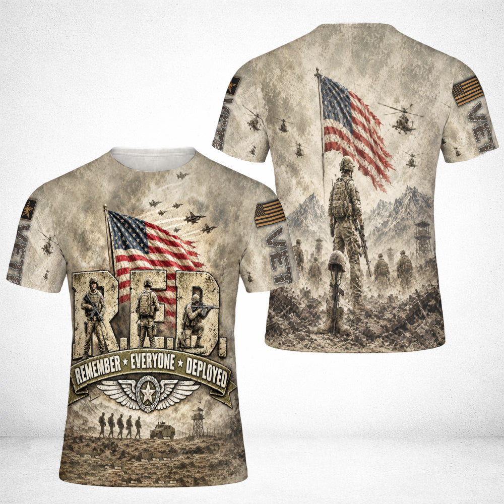 Veteran Remember Everyone Deployed Military Tribute 3D All Over Print T-Shirt And Hoodie