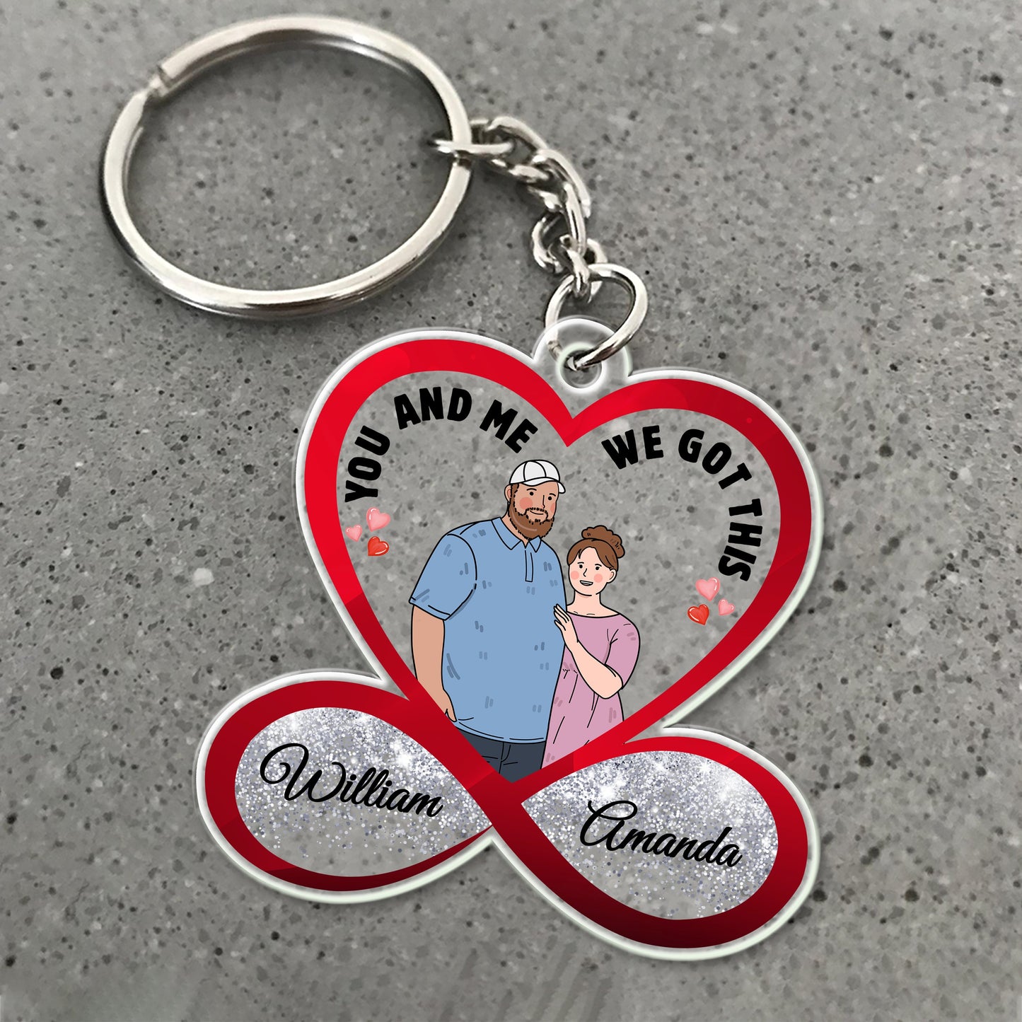 Personalized Infinity Couple Fat Funny Hugging You And Me We Got This Acrylic Keychain