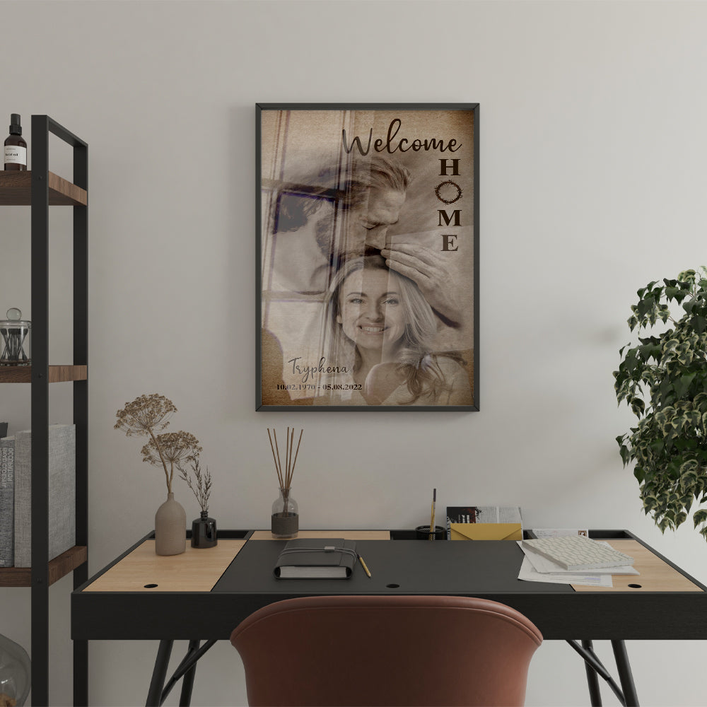 Personalized Custom Photo and Custom Name Date Memorial Welcome Home Jesus Canvas Custom Memorial Canvas Prints and Poster