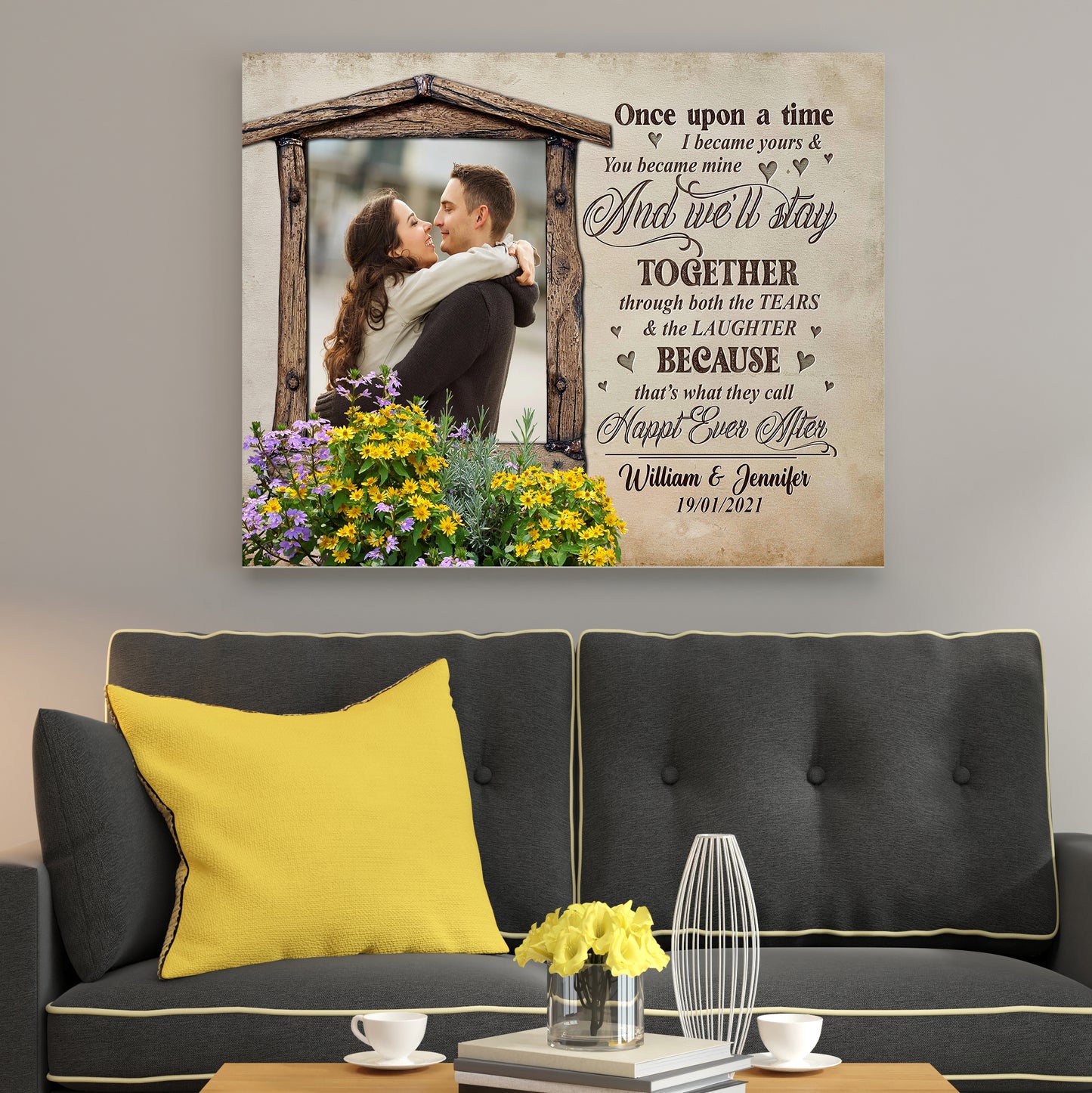 Personalized Custom Name And Photo Once Upon A Time I Became Yours Art Print Once Upon A Time Happily Ever After Quote Sign Fairy Tale Wedding Decor Personalized Wedding Gift Poster and Canvas
