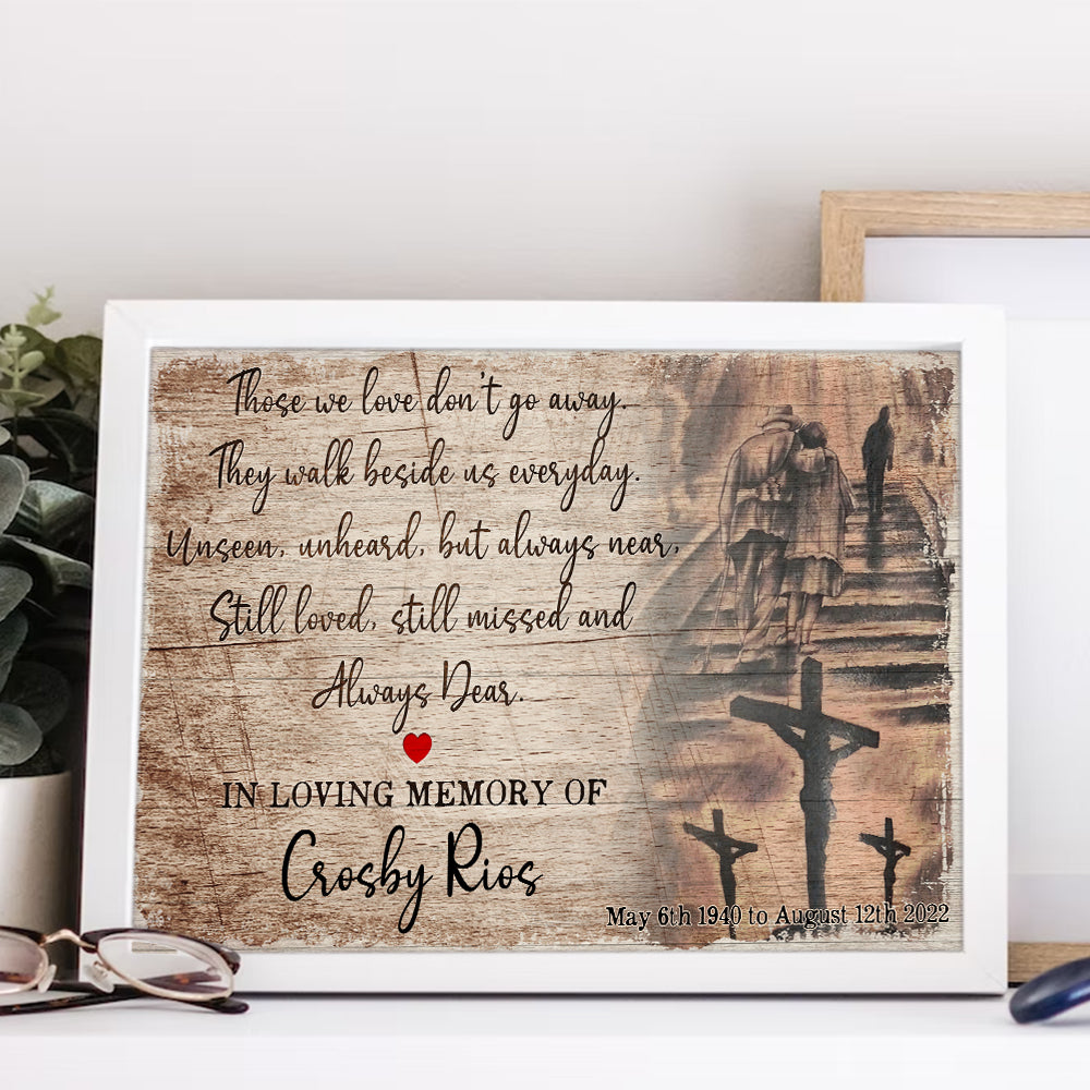 Personalized Couple In Heaven In Loving Memories Of Those We Love Don't Go Away They Walk Beside Us Everyday Canvas Prints