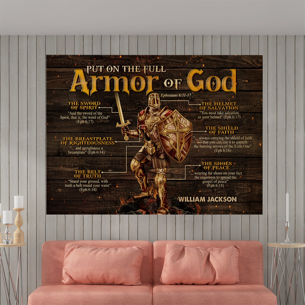 Personalized Warrior Of God Canvas, Put On The Full Armor Of God, Armor Of God Bible Verse