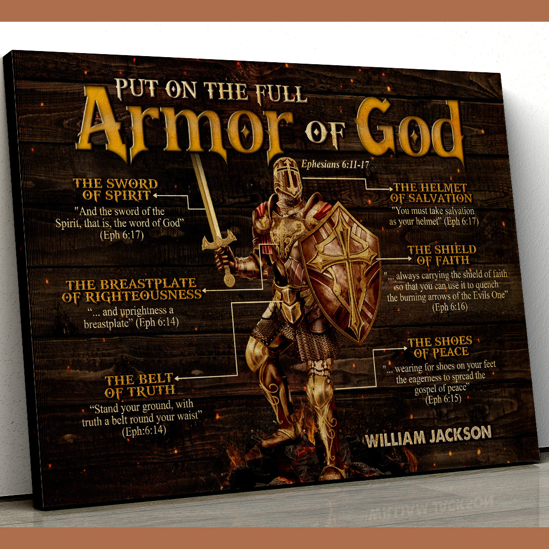 Personalized Warrior Of God Canvas, Put On The Full Armor Of God, Armor Of God Bible Verse