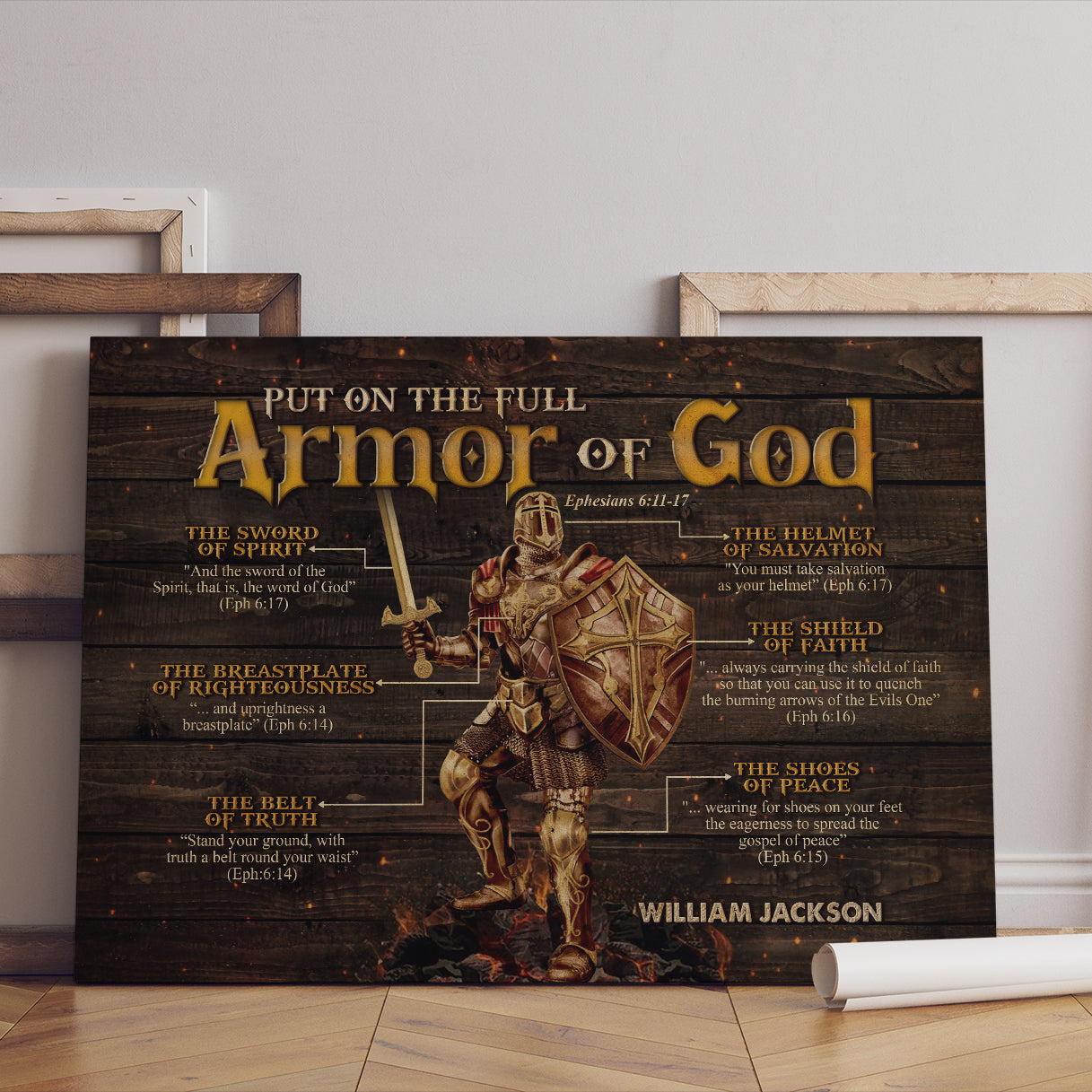 Personalized Warrior Of God Canvas, Put On The Full Armor Of God, Armor Of God Bible Verse