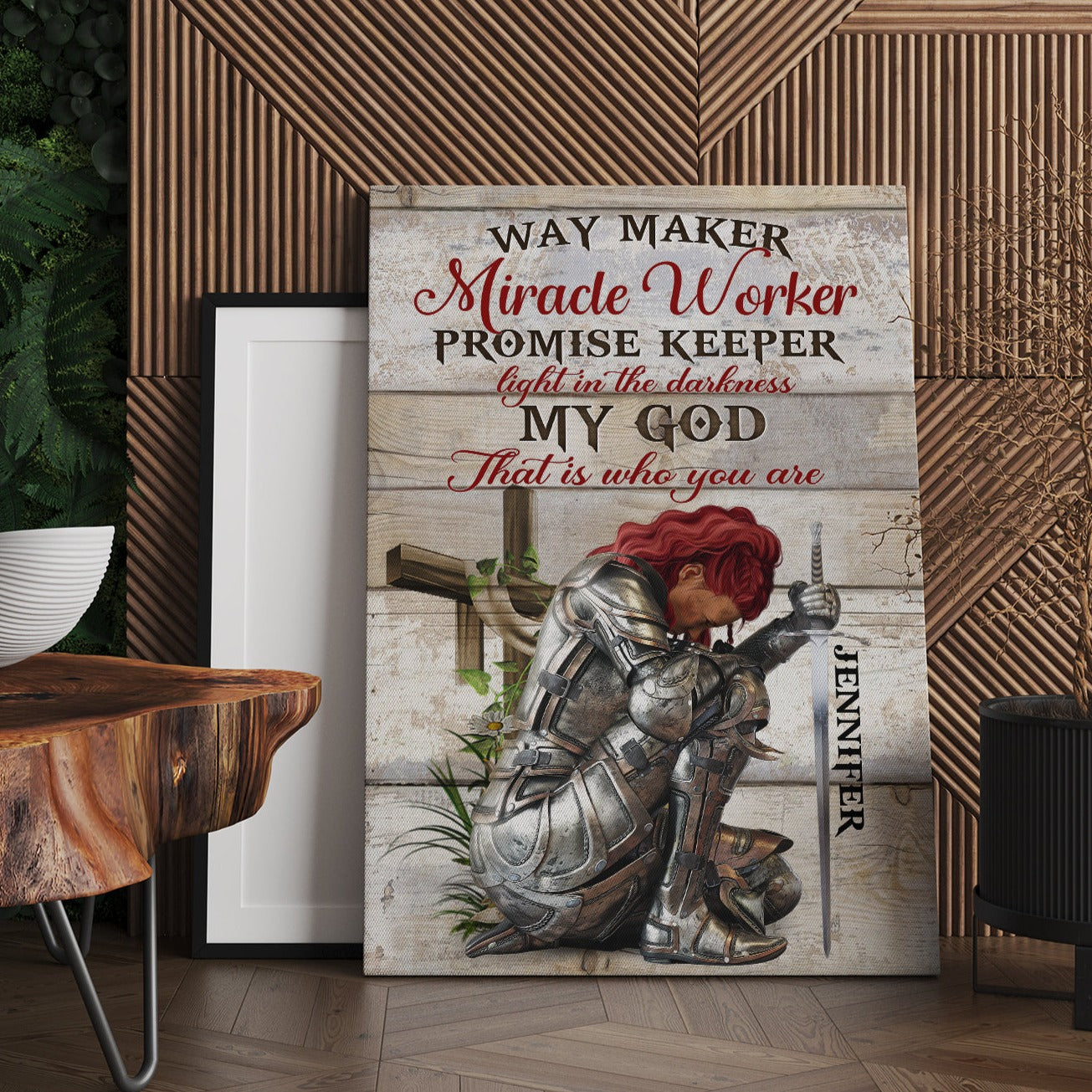Personalized Woman Warrior Of God way Maker Miracle Worker Promise Keeper Light In The Darkness My God That Is What You Are Poster And Canvas