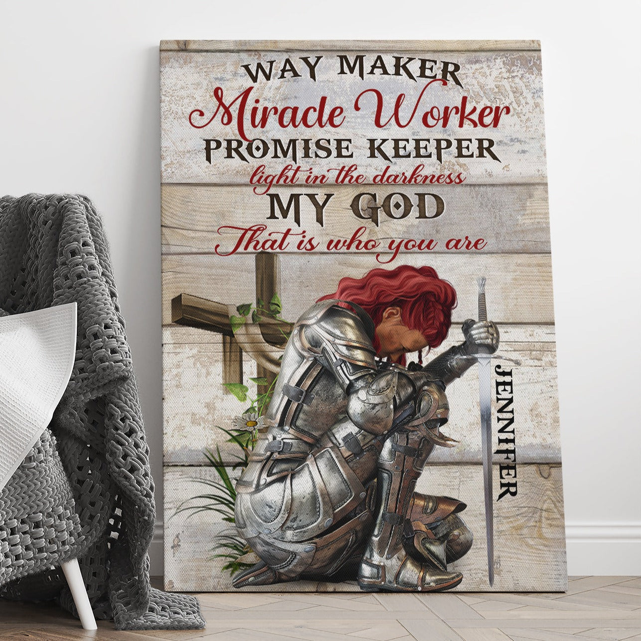 Personalized Woman Warrior Of God Way Maker Miracle Worker Promise Keeper Light In The Darkness My God That Is What You Are Canvas