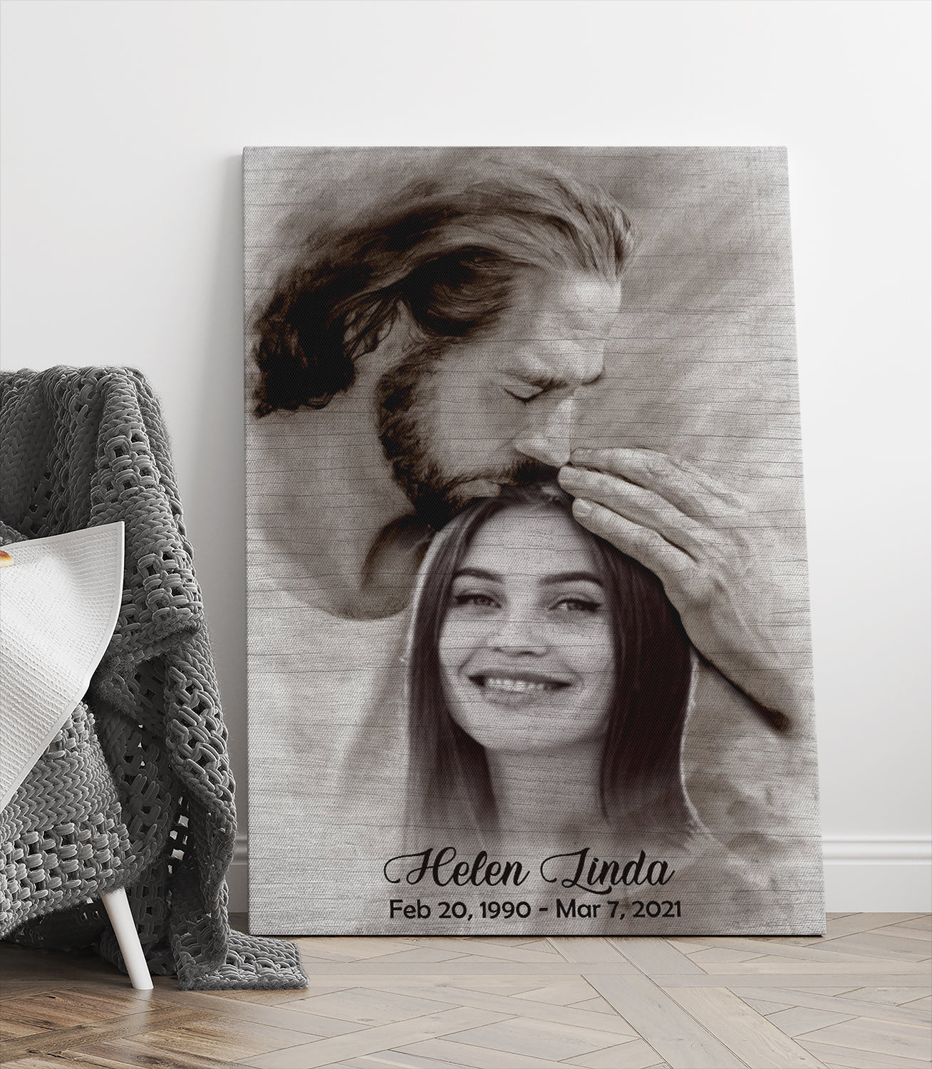 Personalized Custom Photo, Name And Date Safe In God's Hand Gift For Loss Loved One Canvas