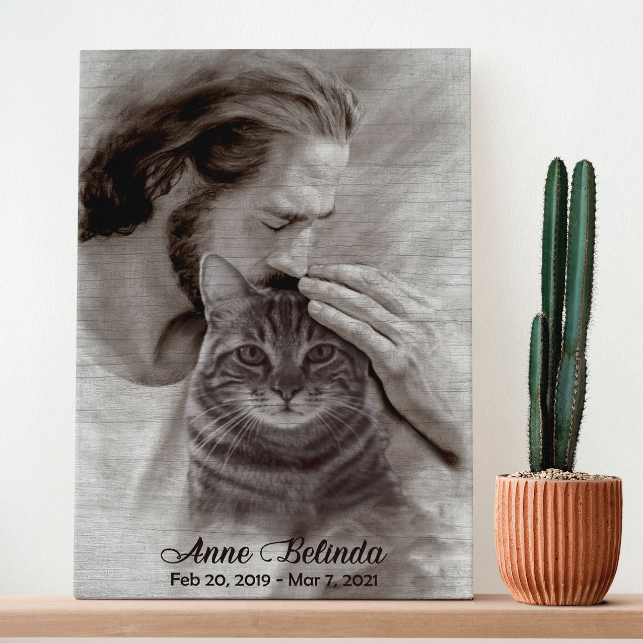 Personalized Custom Photo, Name And Date, Safe In God's Hand Gift For Loss Of Cat Canvas