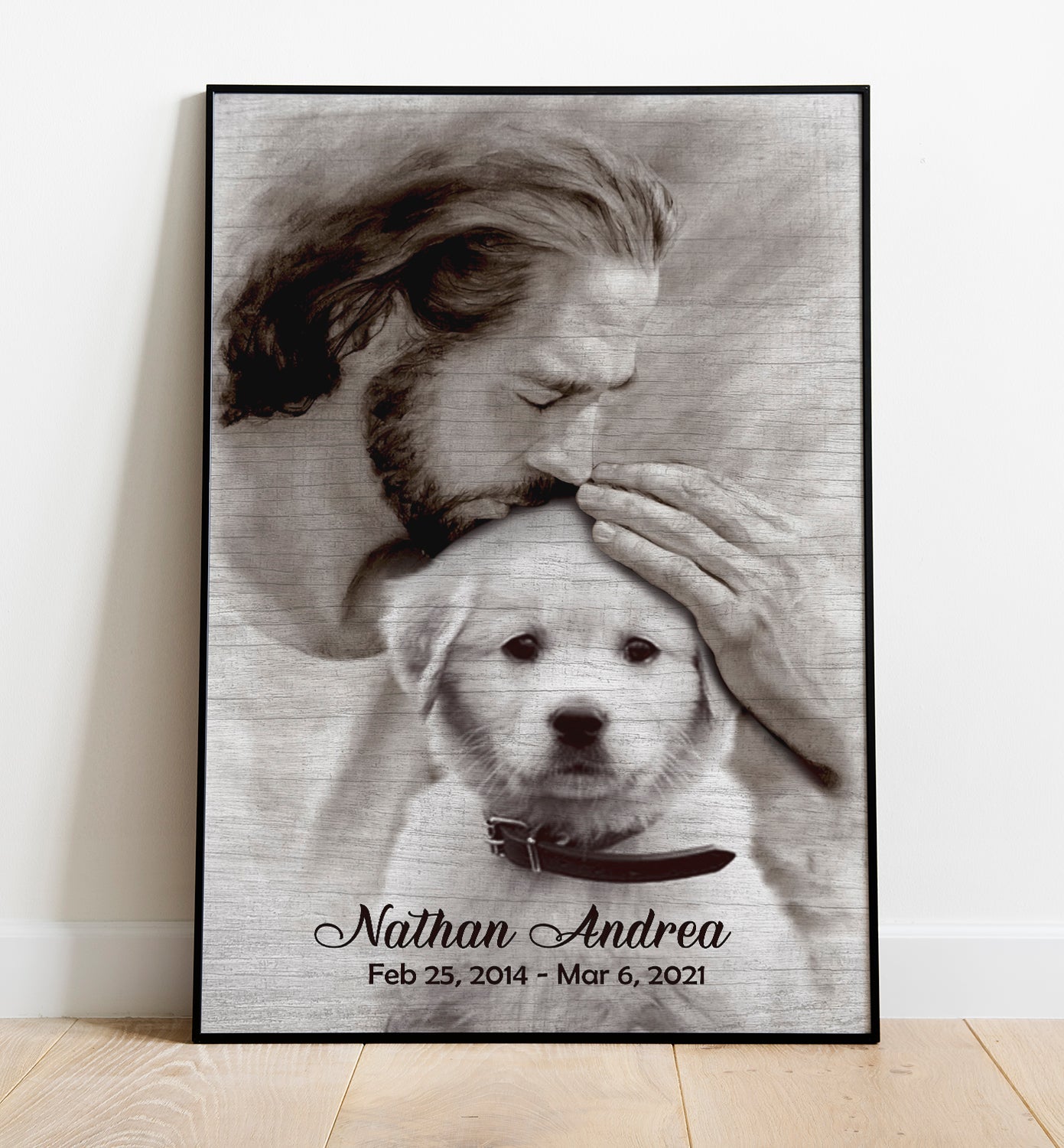 Personalized Custom Photo, Name And Date Safe In God's Hand Gift For Loss Of Dog Poster