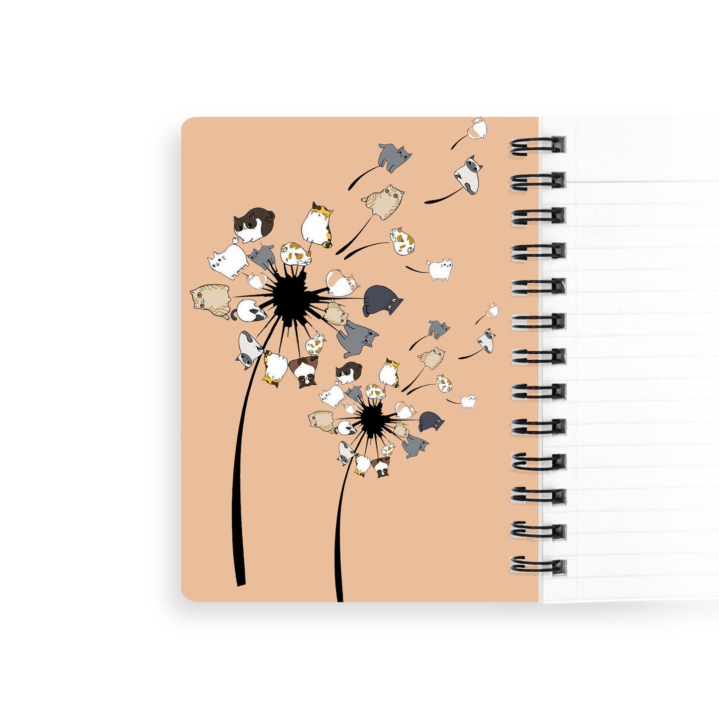 Dandelion Cats Flower Colorful Pet Cat Spiral Journal