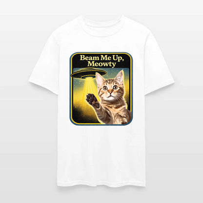 Personalized Cat Photo Beam Me Up Meowty UFO T-Shirt
