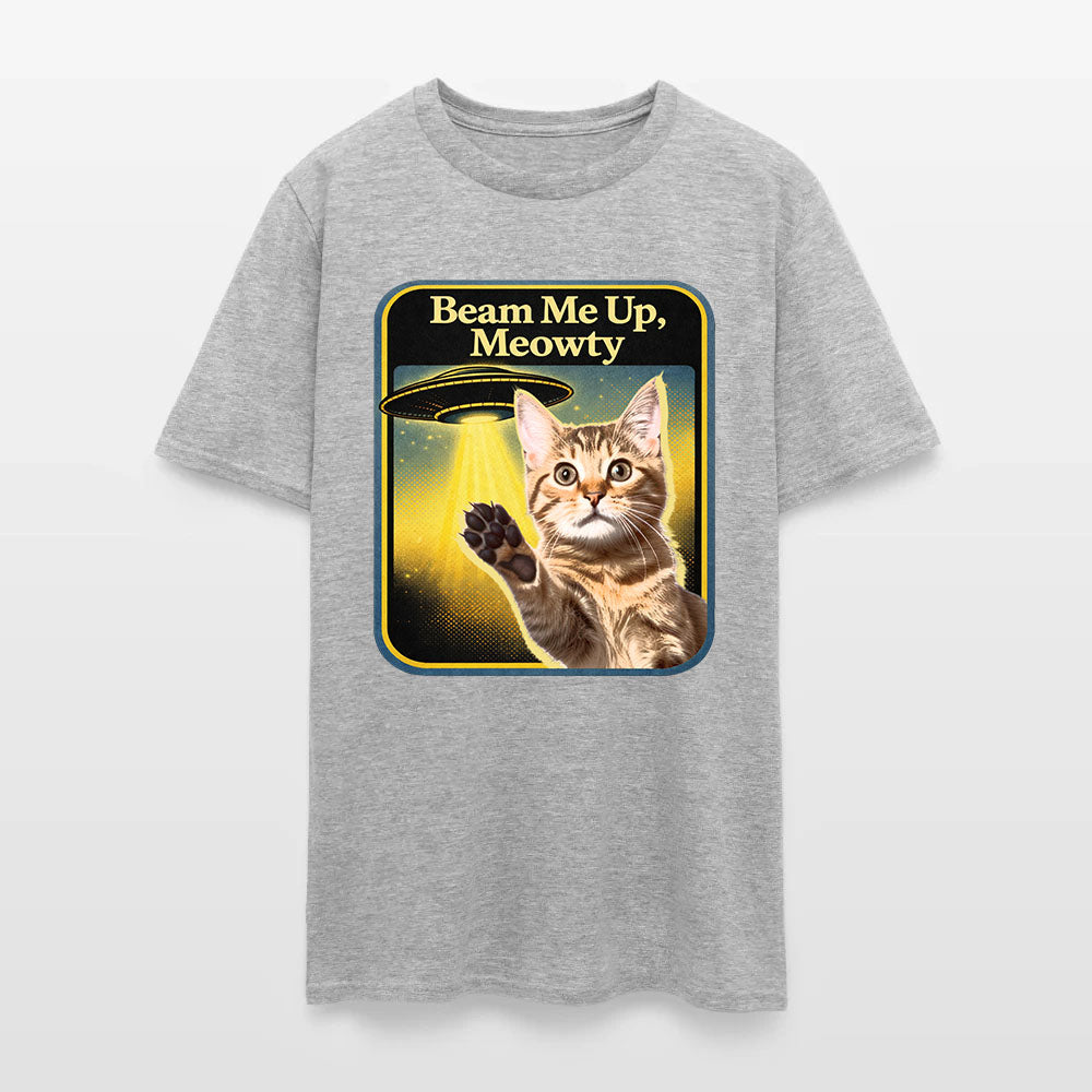 Personalized Cat Photo Beam Me Up Meowty UFO T-Shirt