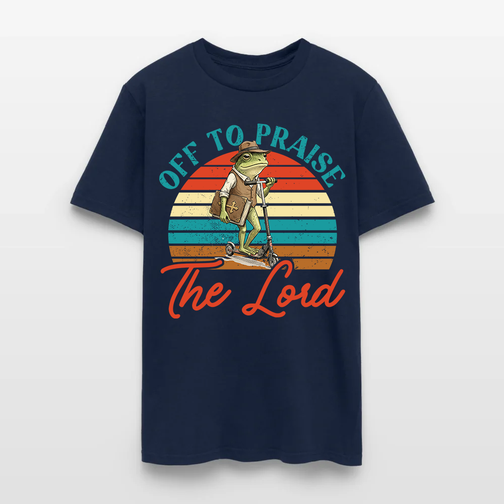 Funny Frog Off To Praise The Lord Bible Study Christian T-Shirt
