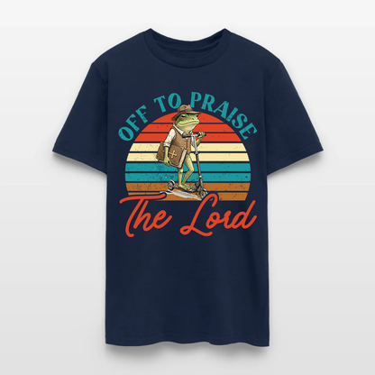 Funny Frog Off To Praise The Lord Bible Study Christian T-Shirt