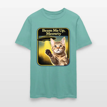 Personalized Cat Photo Beam Me Up Meowty UFO T-Shirt