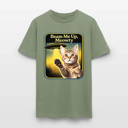 Personalized Cat Photo Beam Me Up Meowty UFO T-Shirt
