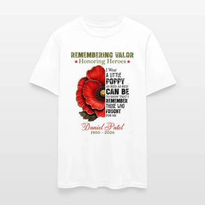 Personalized Veteran Memorial Remembering Valor Honoring Heroes T-Shirt