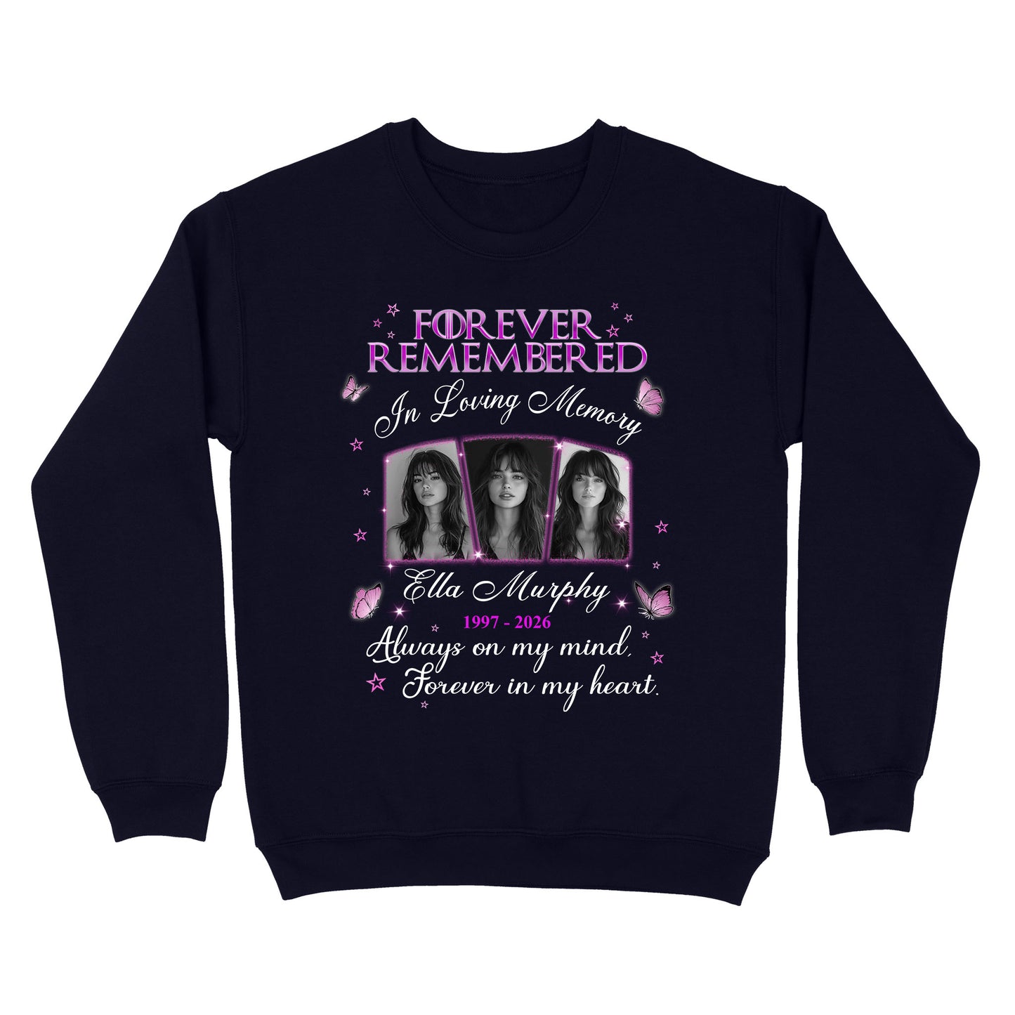 Personalized Photo Memorial Forever Remembered In Loving Memory Sweatshirt