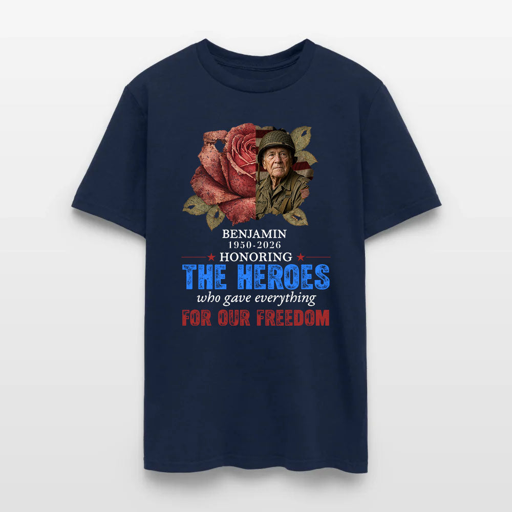 Personalized Photo Veteran Memorial Honoring The Heroes Who Gave Everything For Our Freedom T-Shirt