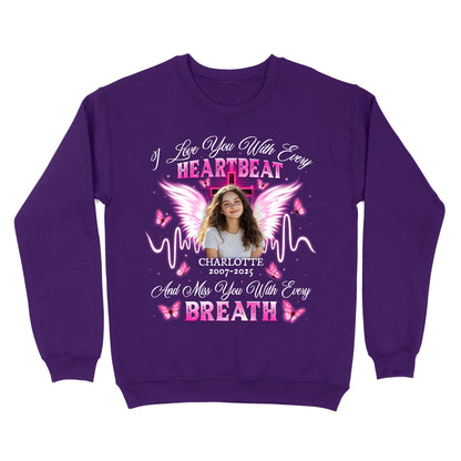 Personalized Photo Memorial I Love You With Every Heartbeat Sweatshirt