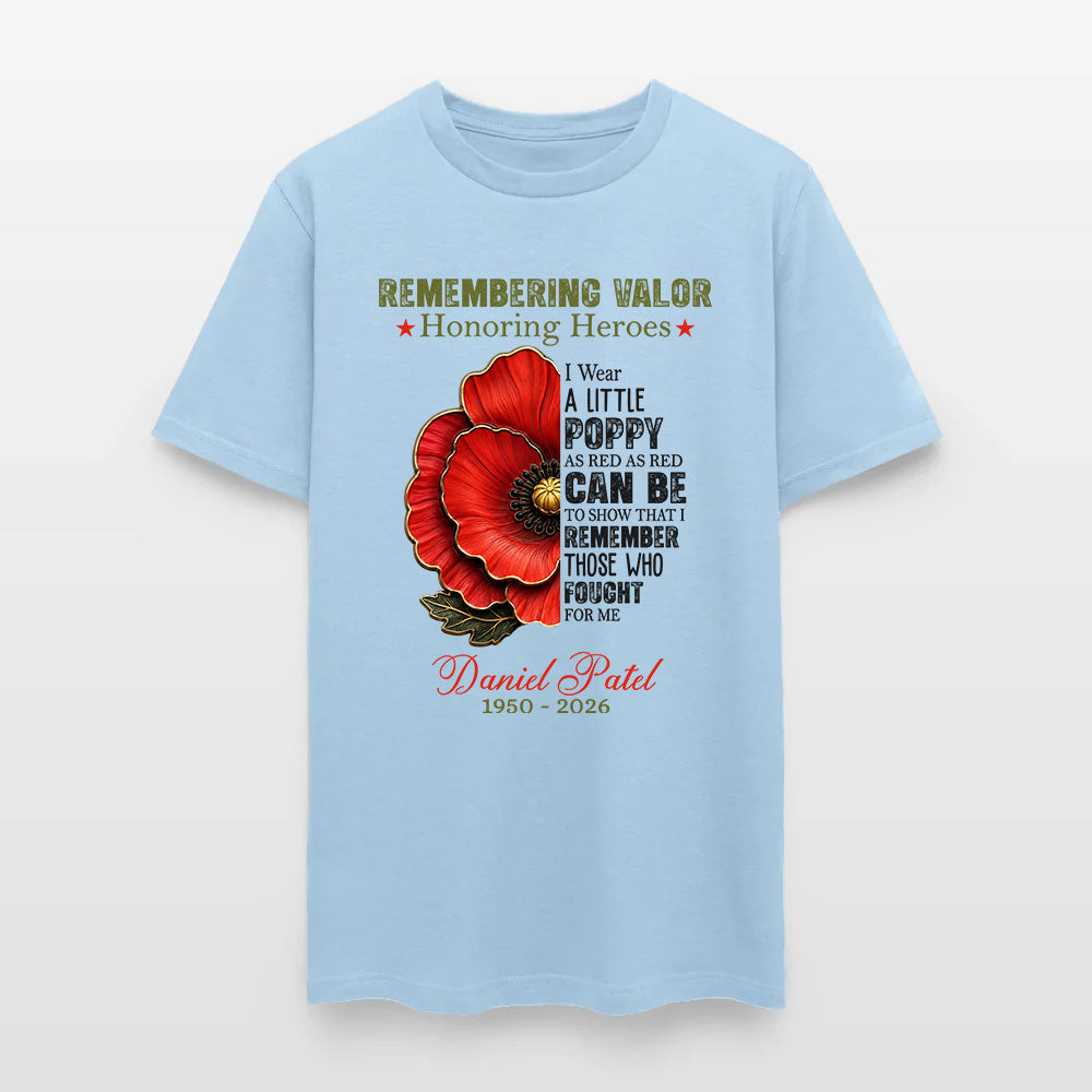 Personalized Veteran Memorial Remembering Valor Honoring Heroes T-Shirt