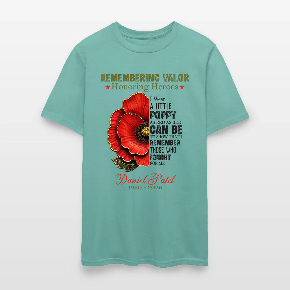 Personalized Veteran Memorial Remembering Valor Honoring Heroes T-Shirt