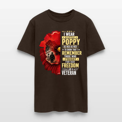 I Wear A Little Poppy I Am A Veteran Red Poppy Flower Military Remembrance T-Shirt