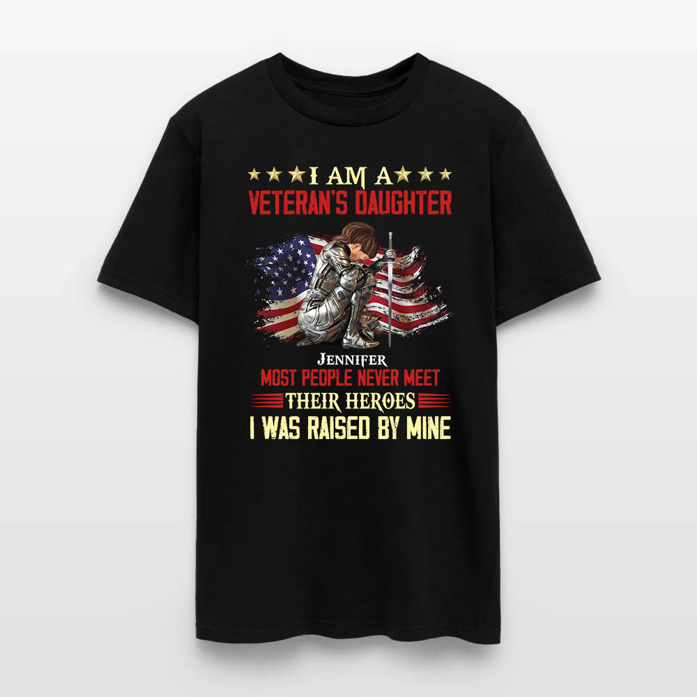 Personalized Woman Warrior Of God I Am A Veteran's Daughter T-Shirt