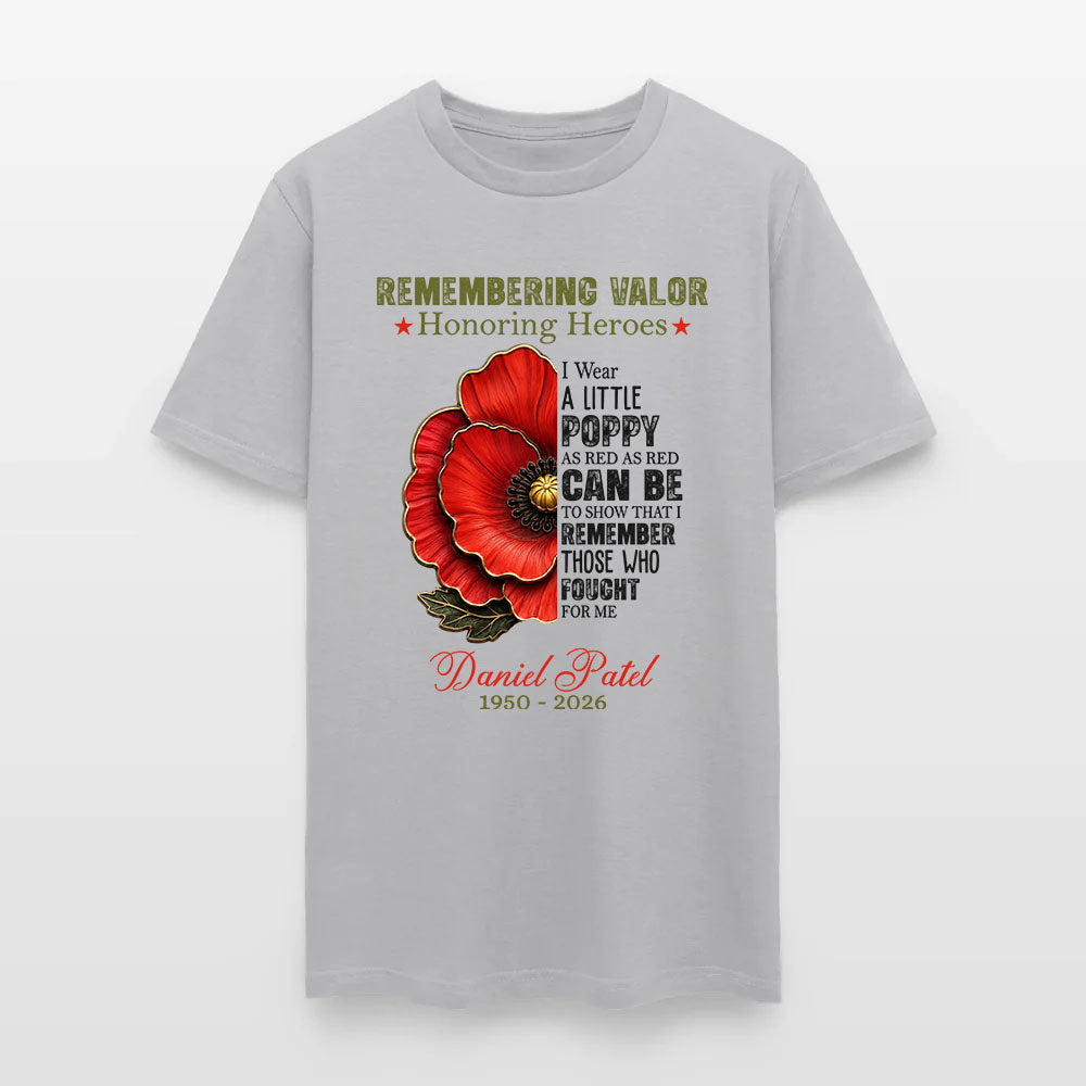 Personalized Veteran Memorial Remembering Valor Honoring Heroes T-Shirt