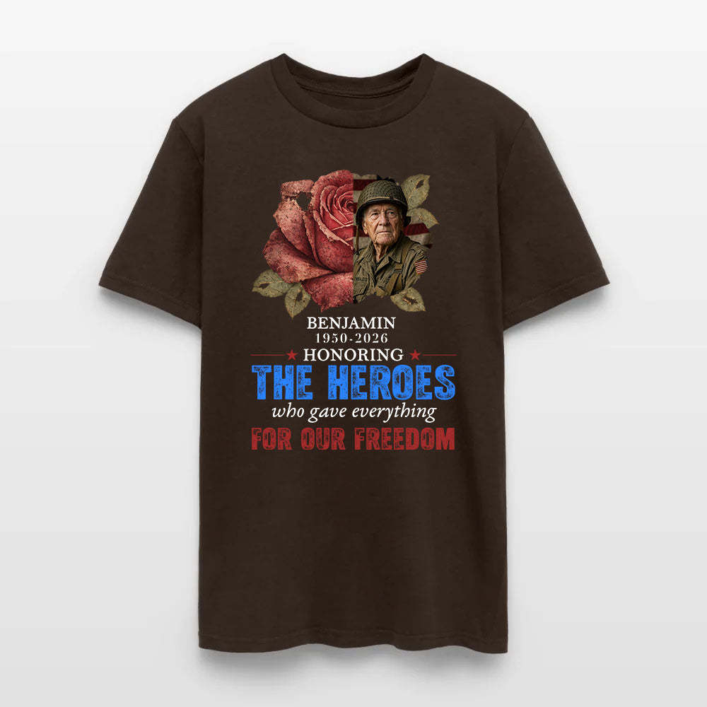 Personalized Photo Veteran Memorial Honoring The Heroes Who Gave Everything For Our Freedom T-Shirt