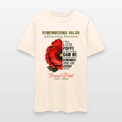 Personalized Veteran Memorial Remembering Valor Honoring Heroes T-Shirt