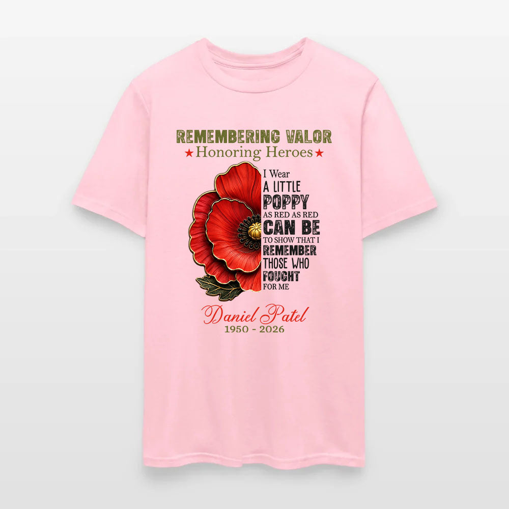 Personalized Veteran Memorial Remembering Valor Honoring Heroes T-Shirt