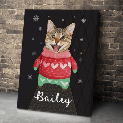 Personalized Cat Photo Christmas Canvas Prints